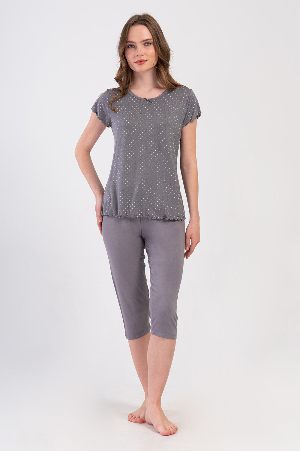 KADIN VISCON KAYIK YAKA FIYONKLU KISA KOL BIBILALI KAPRI TAKIM