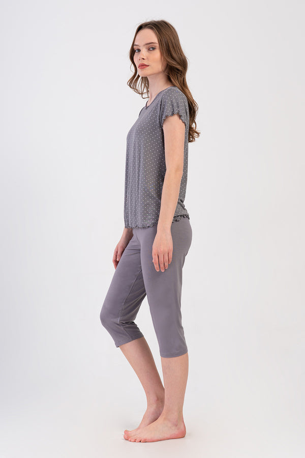 KADIN VISCON KAYIK YAKA FIYONKLU KISA KOL BIBILALI KAPRI TAKIM