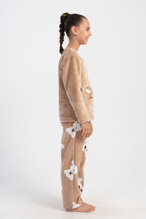 KIZ COCUK SOFT O YAKA UZUN KOL ETEGI OVAL CEPLI PIJAMA TAKIM(7-8/13-14)