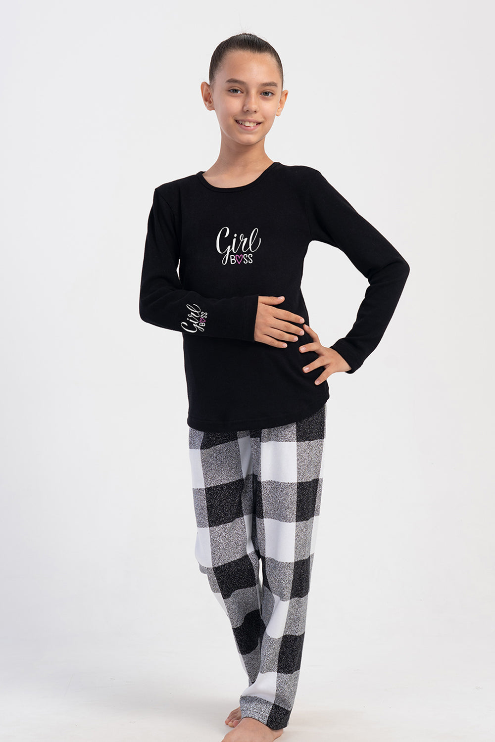 KIZ COCUK INTERLOK O YAKA UZUN KOL ETEGI OVAL PIJAMA TAKIM(7-8/13-14)