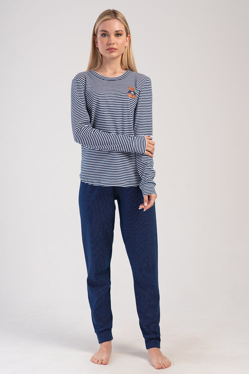 KADIN INTERLOK O YAKA UZUN KOL ETEGI OVAL MANSETLI PIJAMA TAKIM