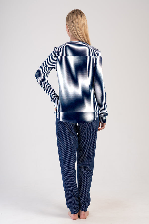 KADIN INTERLOK O YAKA UZUN KOL ETEGI OVAL MANSETLI PIJAMA TAKIM