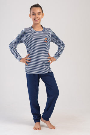 KIZ COCUK INTERLOCK O YAKA UZUN KOL ETEGI OVAL MANSETLI PIJAMA TAKIM(7-8/13-14)