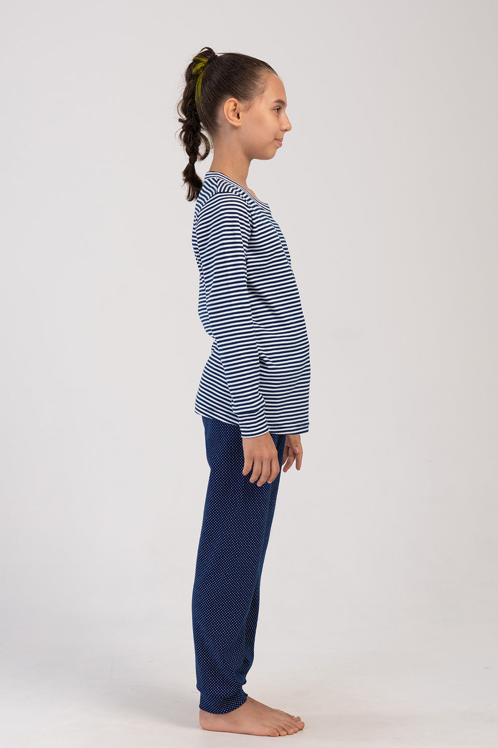 KIZ COCUK INTERLOCK O YAKA UZUN KOL ETEGI OVAL MANSETLI PIJAMA TAKIM(7-8/13-14)