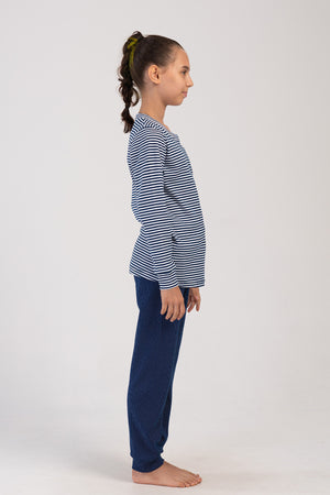 KIZ COCUK INTERLOCK O YAKA UZUN KOL ETEGI OVAL MANSETLI PIJAMA TAKIM(7-8/13-14)