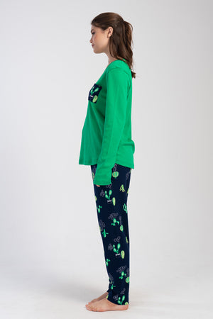 KADIN INTERLOK XXL O YAKA UZUN KOL ETEGI OVAL PIJAMA TAKIM