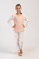 KIZ COCUK LYC SUPREM O YAKA REGLAN UZUN KOL ETEGI OVAL MANSETLI PIJAMA TAKIM(7-8/13-14)