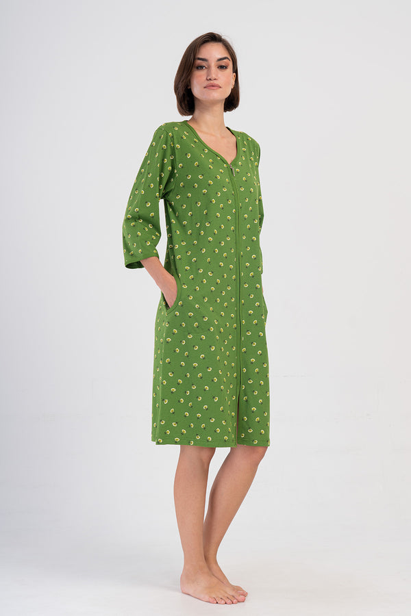 KADIN P.SUPREM XXL 3/4KOL FERMUARLI CEPLI EV ELBISESI