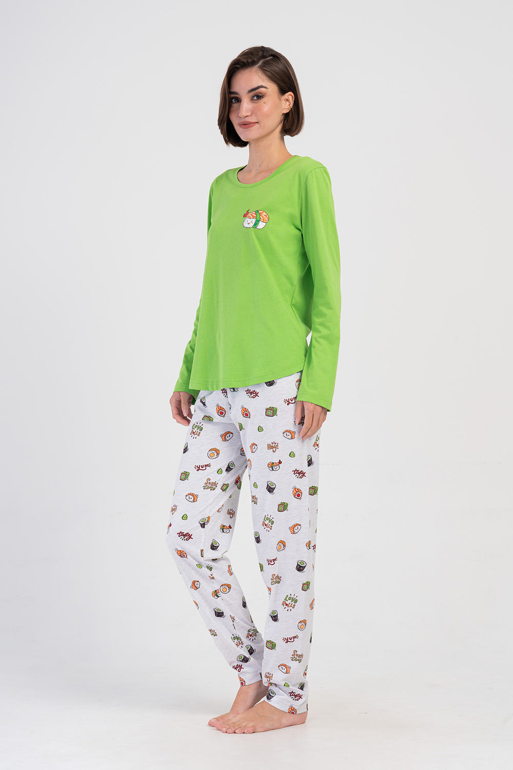 KADIN P.SUPREM O YAKA UZUN KOL ETEGI OVAL PIJAMA TAKIM