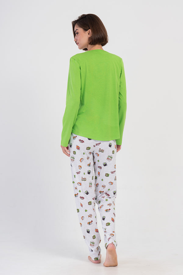 KADIN P.SUPREM O YAKA UZUN KOL ETEGI OVAL PIJAMA TAKIM