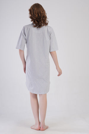 KADIN P.SUPREM DUSUK OMUZLU TAMAMI DUGMELI KISA KOL ETEGI OVAL GOMLEK TUNIK