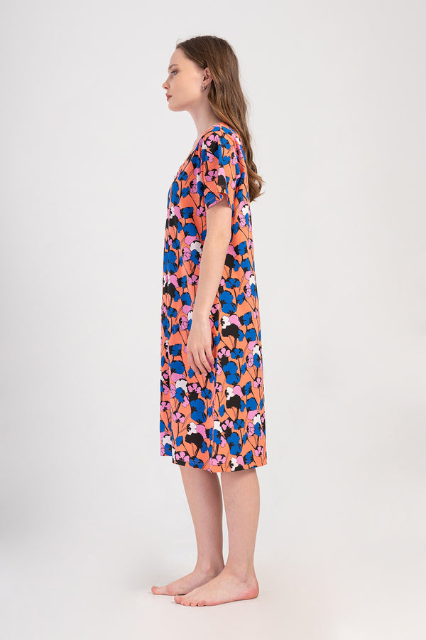 KADIN P.SUPREM XXL KISA KOL FERMUARLI CEPLI EV ELBISESI