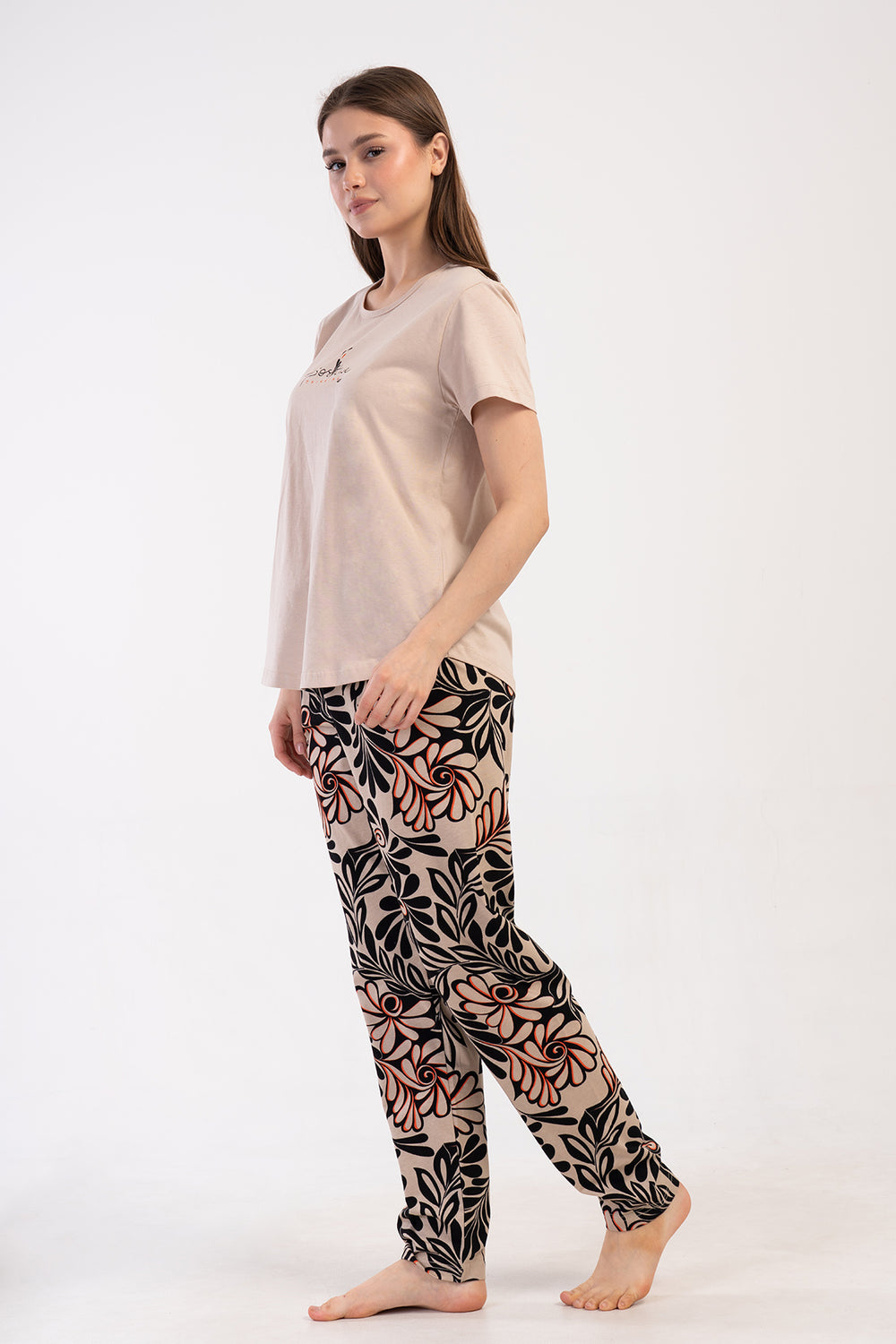 KADIN P.SUPREM XXL O YAKA KISA KOL ETEGI OVAL PIJAMA TAKIM