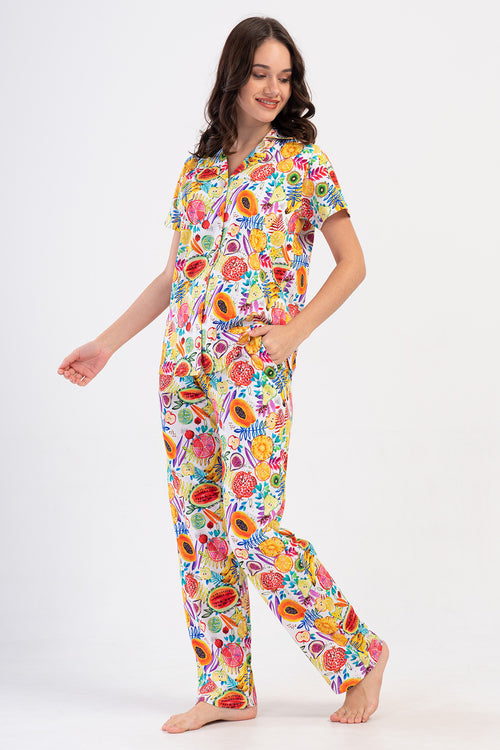 KADIN P.SUPREM GOMLEK YAKA TAMAMI DUGMELI KISA KOL CEPLI PIJAMA TAKIM