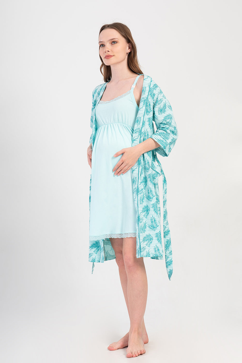 KADIN P.SUPREM IP ASKILI HAMILE TUNIK 3/4 KOL SABAHLIK TAKIM