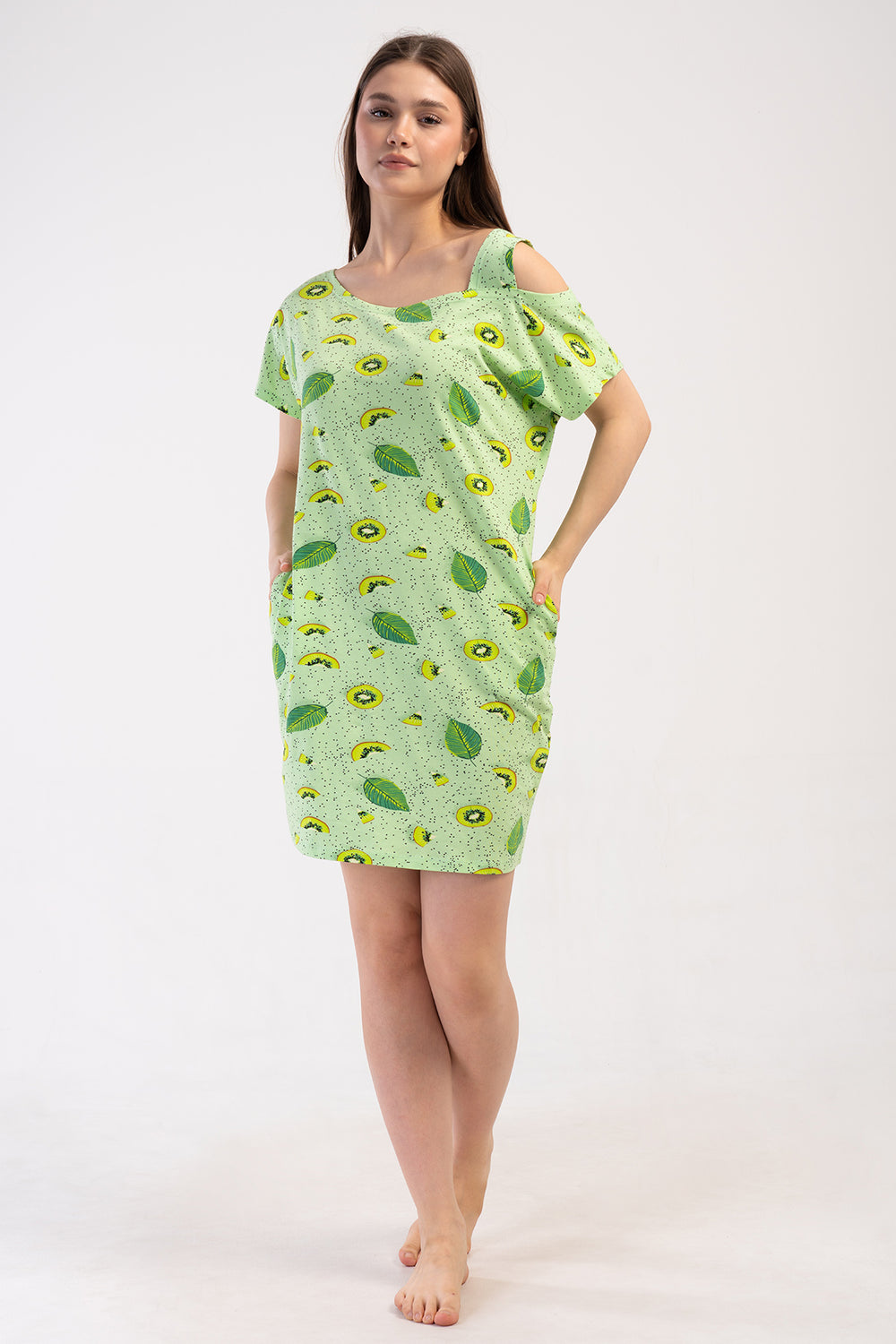 KADIN LYC SUPREM KAYIK YAKA DUSUK TEK OMUZLU CEPLI TUNIK