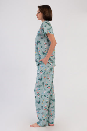 KADIN P.SUPREM XXL GOMLEK YAKA TAMAMI DUGMELI KISA KOL CEPLI PIJAMA TAKIM