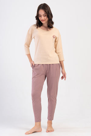 KADIN P.SUPREM O YAKA DUSUK OMUZLU 3/4KOL PILELI CEPLI 7/8 BOY PIJAMA TAKIM