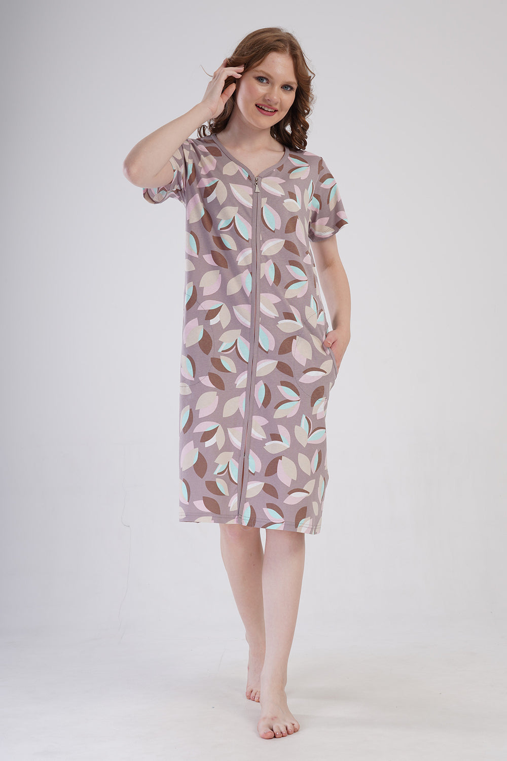 KADIN P.SUPREM KISA KOL FERMUARLI CEPLI EV ELBISESI