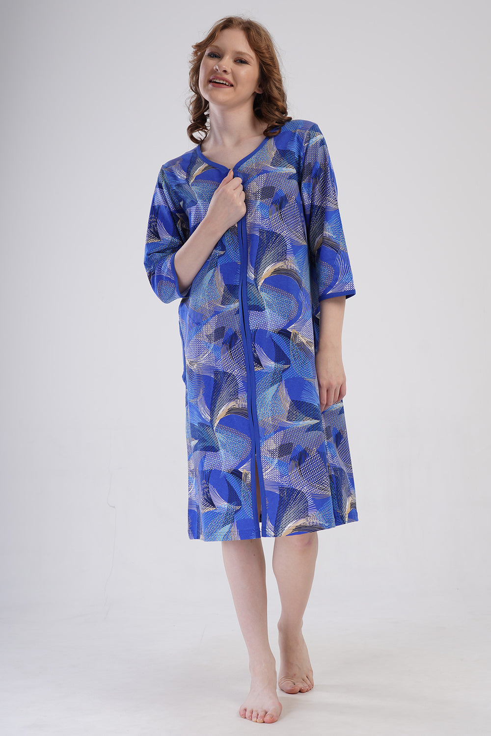 KADIN P.SUPREM XXL 3/4KOL FERMUARLI CEPLI EV ELBISESI