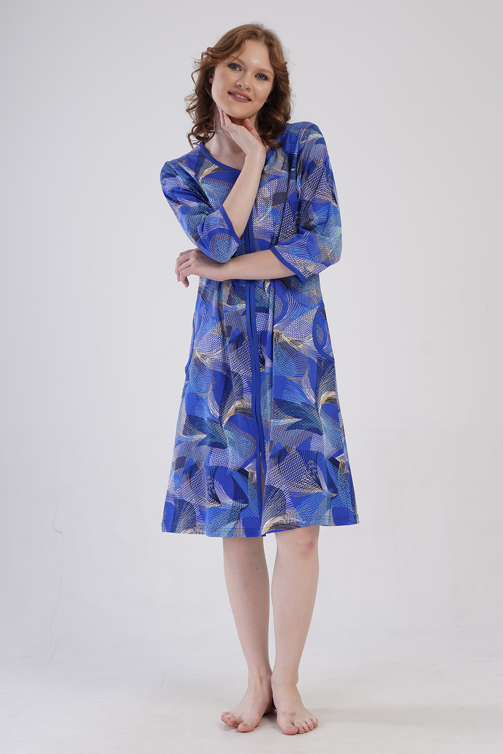 KADIN P.SUPREM XXL 3/4KOL FERMUARLI CEPLI EV ELBISESI