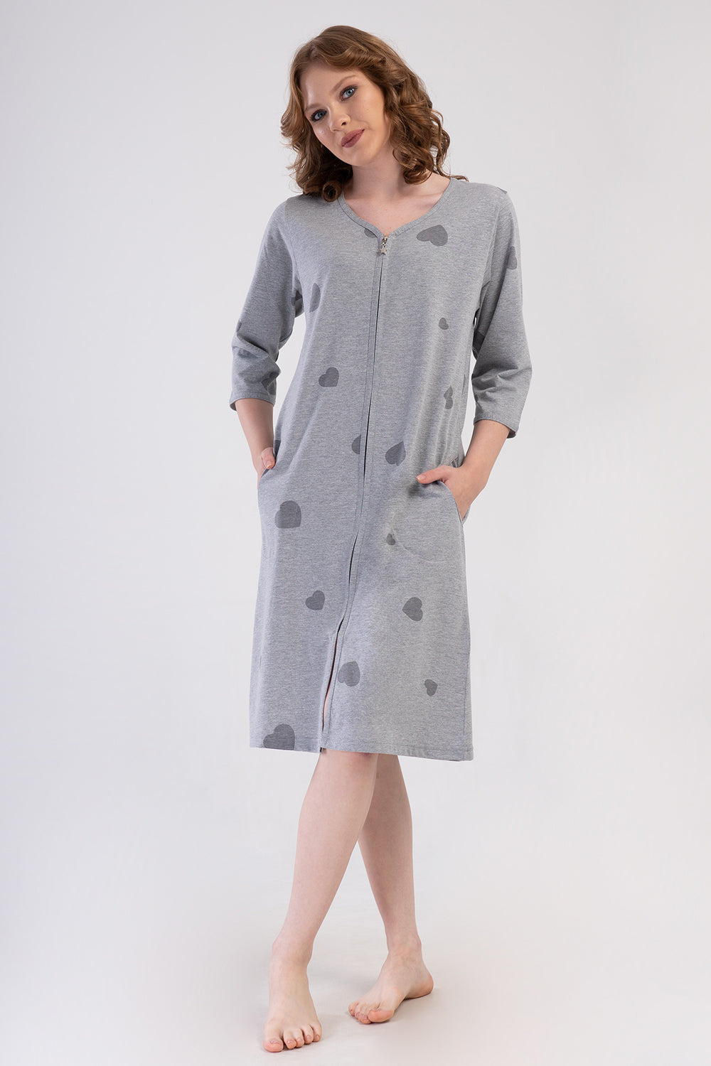 KADIN P.SUPREM XXL 3/4KOL FERMUARLI CEPLI EV ELBISESI