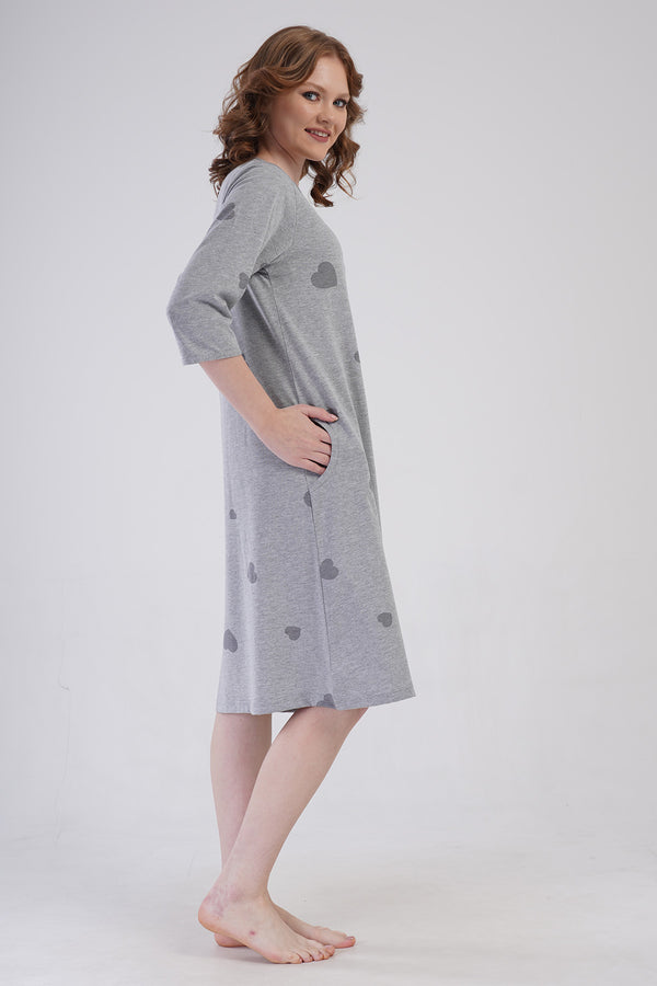 KADIN P.SUPREM XXL 3/4KOL FERMUARLI CEPLI EV ELBISESI