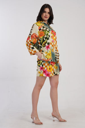 KADIN BELMANDO GOMLEK YAKA 3/4KOL BELI FIRFIR LASTIKLI CEPLI SORT TAKIM