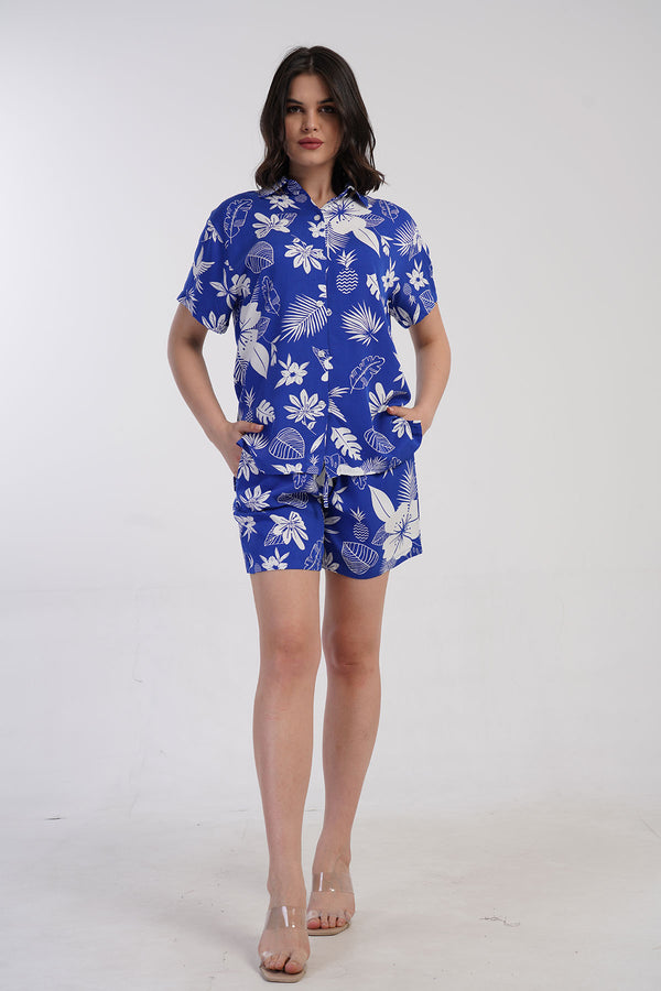 KADIN BELMANDO KISA KOL GOMLEK CEPLI BELI FIRFIR LASTIKLI KORDONLU SORT TAKIM