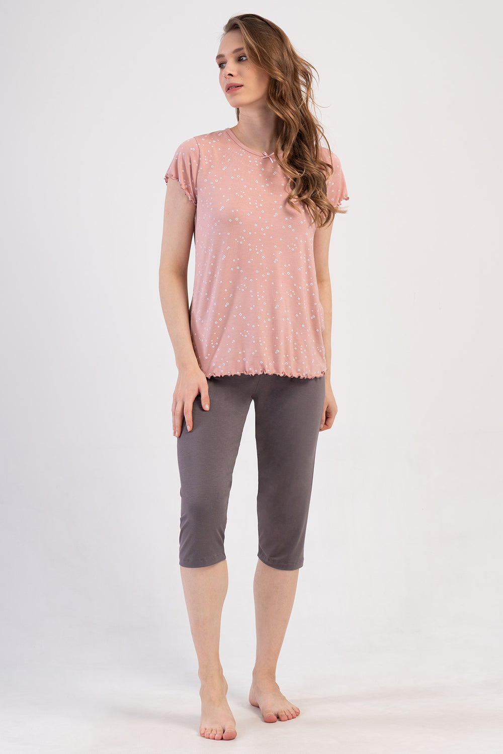 KADIN LYC VISCON XXL KAYIK YAKA FIYONKLU KISA KOL BIBILALI ETEGI OVAL KAPRI TAKIM