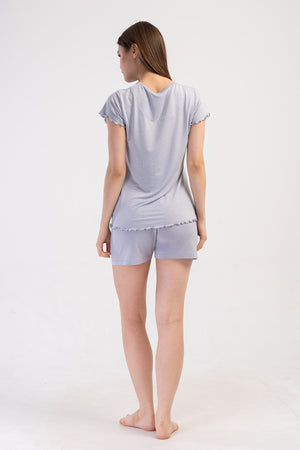 KADIN LYC VISCON V YAKA FIYONKLU KISA KOL BIBILALI ETEGI OVAL SORT TAKIM