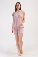 KADIN LYC VISCON V YAKA FIYONKLU KISA KOL BIBILALI ETEGI OVAL SORT TAKIM