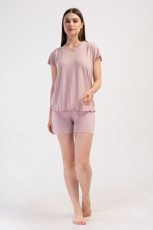 KADIN LYC VISCON V YAKA FIYONKLU KISA KOL BIBILALI ETEGI OVAL SORT TAKIM