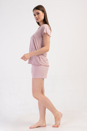 KADIN LYC VISCON V YAKA FIYONKLU KISA KOL BIBILALI ETEGI OVAL SORT TAKIM