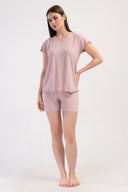 KADIN LYC VISCON XXL KAYIK YAKA FIYONKLU KISA KOL BIBILALI ETEGI OVAL SORT TAKIM