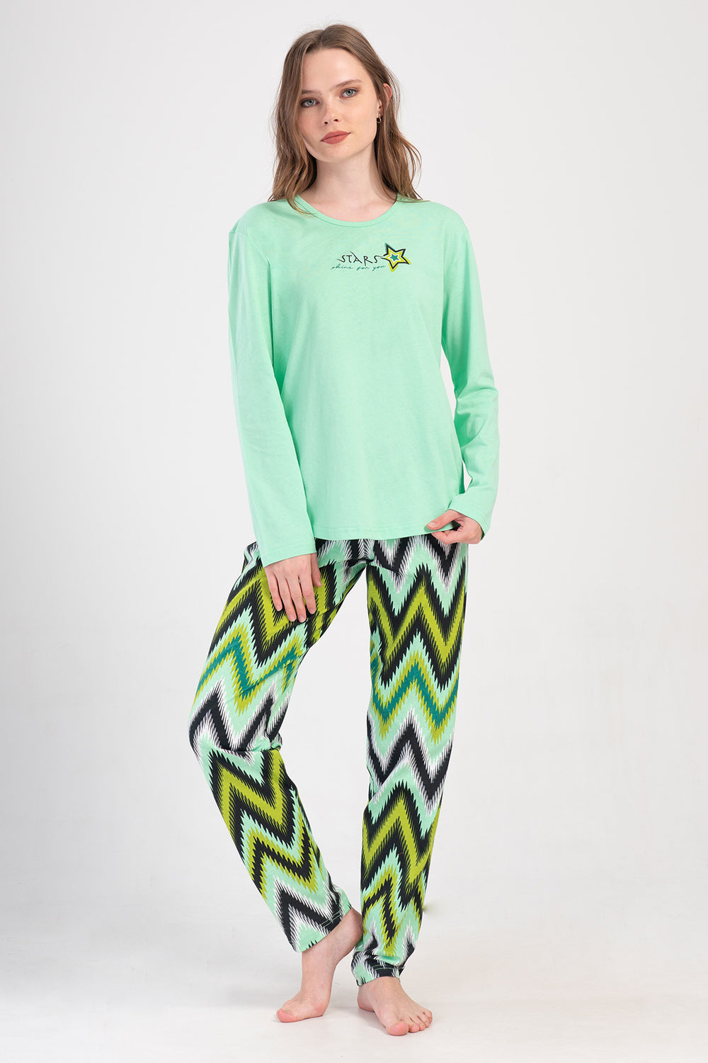 KADIN P.SUPREM O YAKA UZUN KOL ETEGI OVAL PIJAMA TAKIM