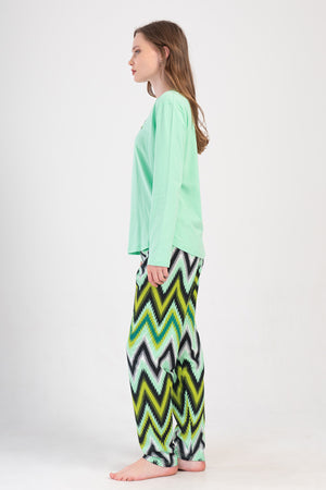 KADIN P.SUPREM O YAKA UZUN KOL ETEGI OVAL PIJAMA TAKIM