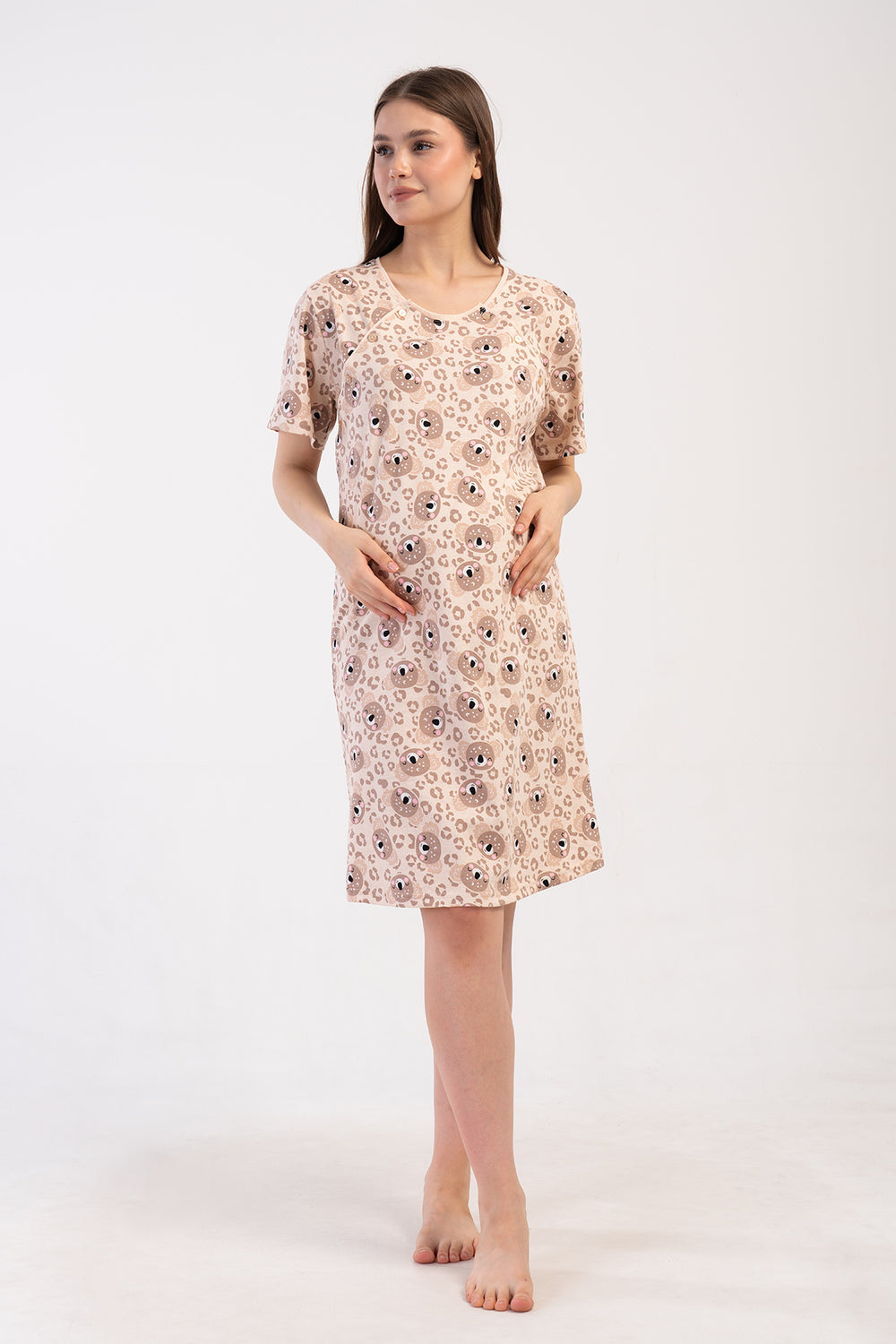 KADIN P.SUPREM CIFT PATLI KISA KOL HAMILE TUNIK+3/4 KOL CEPLI SABAHLIK TAKIM