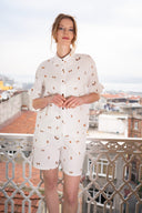 KADIN MUSLIN KOLUCU FIRFIRLI GOMLEK LASTIKLI CEPLI SORT TAKIM