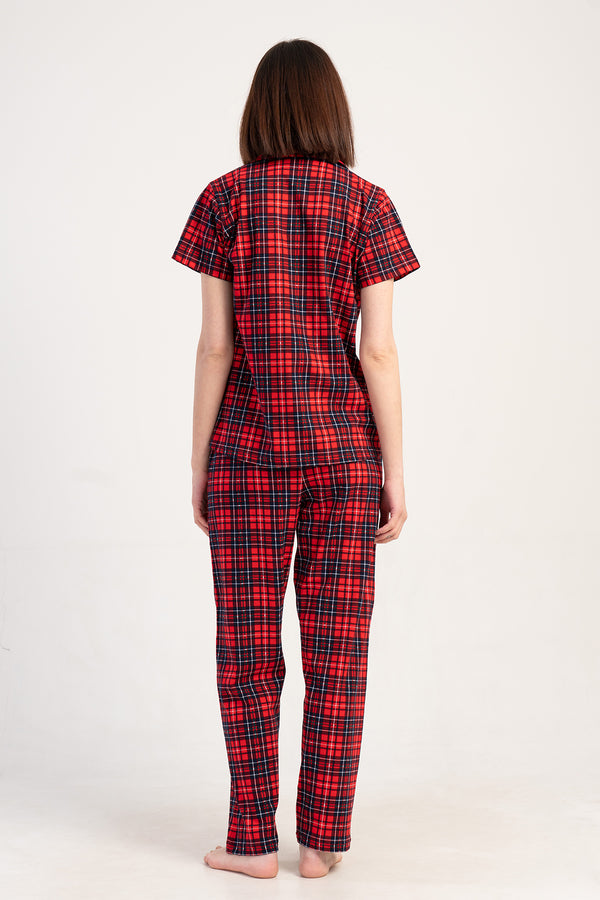 KADIN P.SUPREM GOMLEK YAKA TAMAMI DUGMELI KISA KOL ETEGI OVAL CEPLI PIJAMA TAKIM