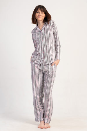 KADIN P.SUPREM GOMLEK YAKA TAMAMI DUGMELI UZUN KOL CEPLI PIJAMA TAKIM