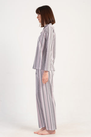 KADIN P.SUPREM GOMLEK YAKA TAMAMI DUGMELI UZUN KOL CEPLI PIJAMA TAKIM