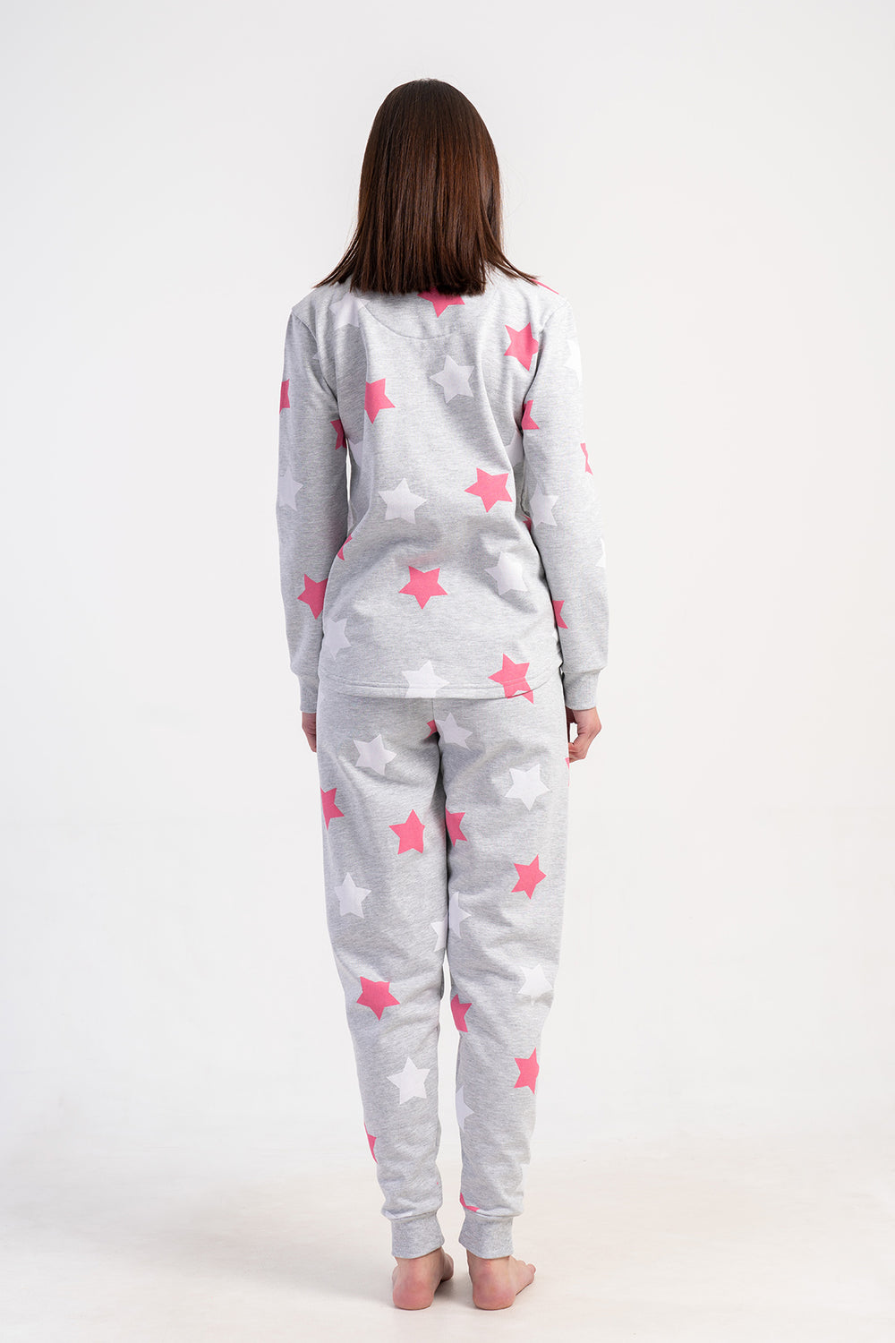 KADIN 2IPLIK O YAKA UZUN KOL ETEGI OVAL MANSETLI PIJAMA TAKIM