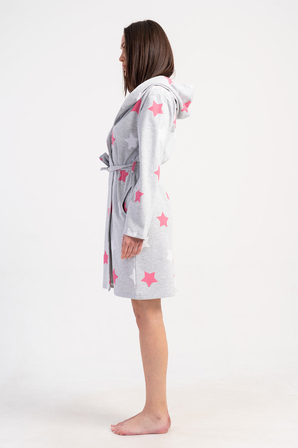 KADIN 2IPLIK KAPSONLU UZUN KOL KISA CEPLI SABAHLIK