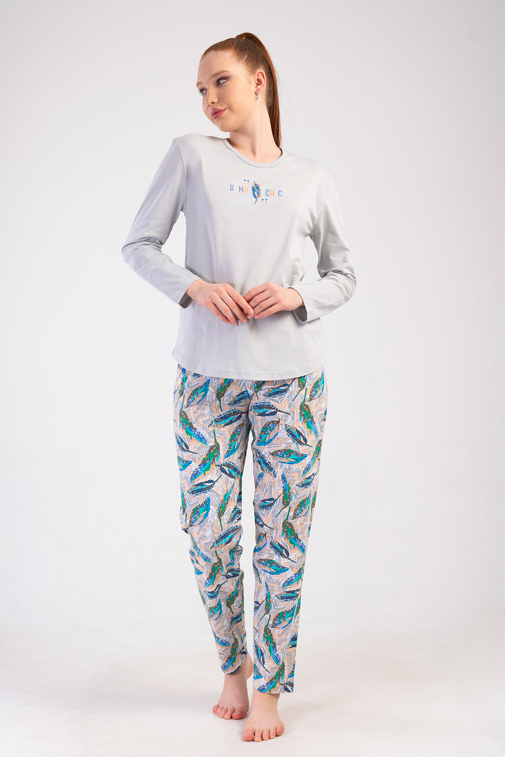 KADIN P.SUPREM XXL O YAKA UZUN KOL ETEGI OVAL PIJAMA TAKIM