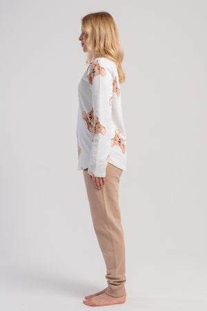 KADIN 2IPLIK O YAKA UZUN KOL ETEGI OVAL MANSETLI PIJAMA TAKIM