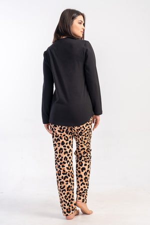 KADIN 2IPLIK XXL O YAKA UZUN KOL ETEGI OVAL PIJAMA TAKIM