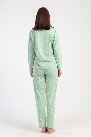 KADIN P.SUPREM O YAKA DUSUK OMUZLU UZUN KOL ETEGI OVAL CEPLI PIJAMA TAKIM