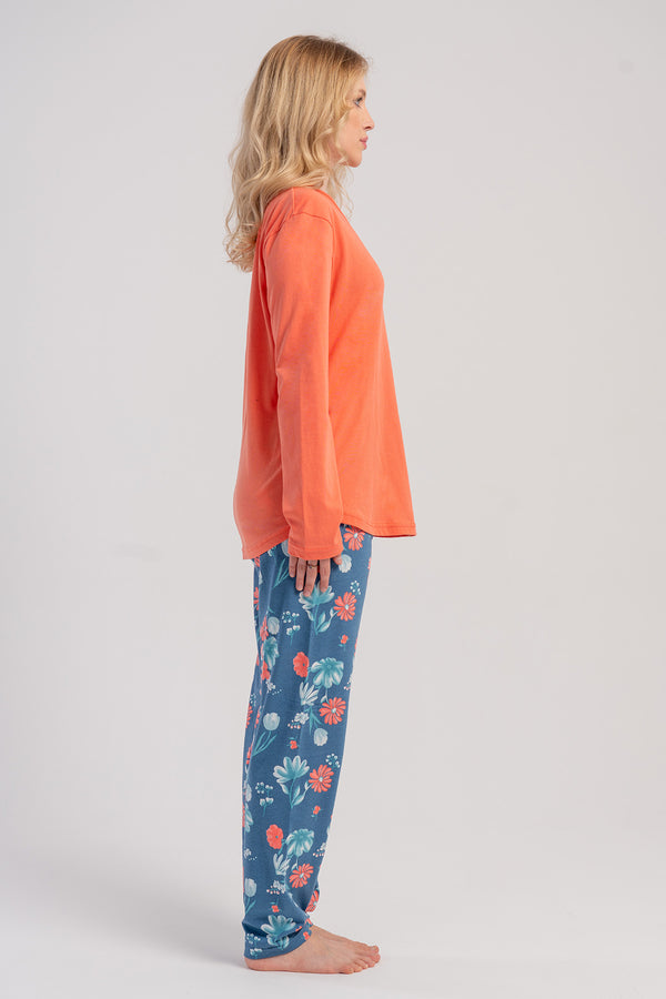 KADIN P.SUPREM XXL O YAKA UZUN KOL ETEGI OVAL PIJAMA TAKIM