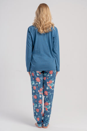 KADIN P.SUPREM XXL GOMLEK YAKA TAMAMI DUGMELI UZUN KOL CEPLI PIJAMA TAKIM